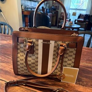 Michael Kors Brown and Tan Signature Hope Tote Bag